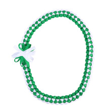 Collier ras du cou tressé avec corde d'honneur, fleur-blanc vert