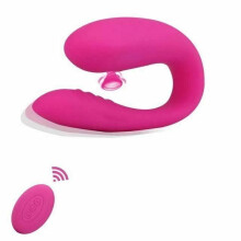 (Rose Red) Wearable U Shape Sucking Vibrator G Spot Clitoral Orgasm Women