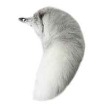 (White, S) Fluffy Soft Faux Fur Puppy Kitten Fox Tail Anal Bdsm Cosplay Butt Plug