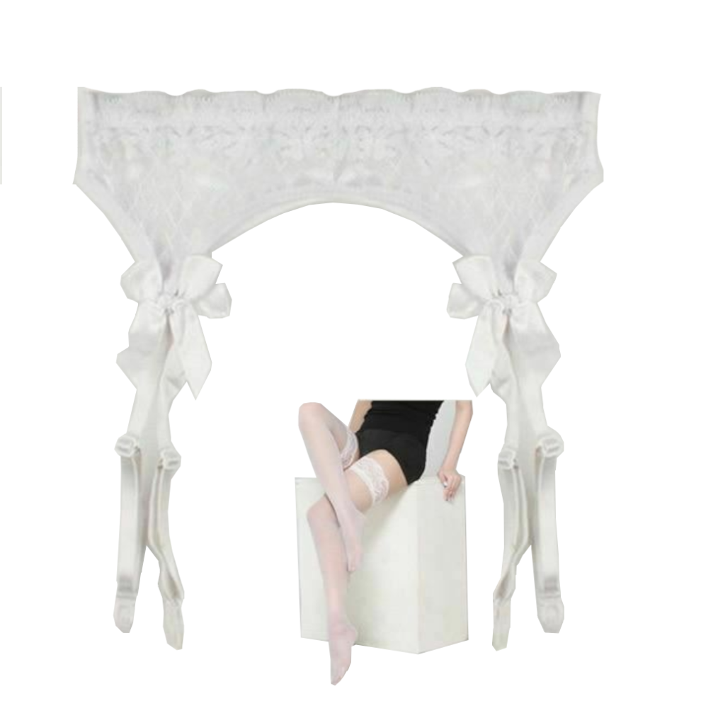 House Of Dasein White (-Stocking Set) Lace Top Stockings Plus Garter Belt Women Erotic Lingerie Hosiery Bdsm Fetish