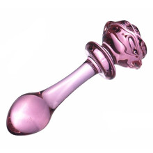 (13.7cm x 3.5cm, Rose) Pink Rose Smooth Anal Beads Butt Plug Glass Dildo