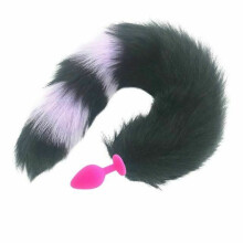(Medium 102) Black Fox Tail Anal Butt Plug Faux Fur Stainless Steel Cosplay Bdsm Pet Play