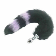 (Medium 117) Black Fox Tail Anal Butt Plug Faux Fur Stainless Steel Cosplay Bdsm Pet Play