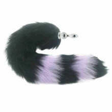 (Novice 123) Black Fox Tail Anal Butt Plug Faux Fur Stainless Steel Cosplay Bdsm Pet Play