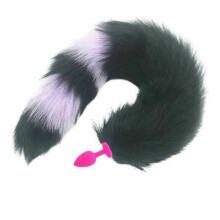 (Small 101) Black Fox Tail Anal Butt Plug Faux Fur Stainless Steel Cosplay Bdsm Pet Play