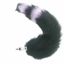 (Novice 122) Black Fox Tail Anal Butt Plug Faux Fur Stainless Steel Cosplay Bdsm Pet Play