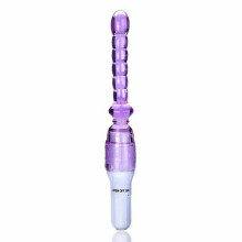 (Purple) Long Stick Jelly Vibrator Silicone Anal Butt Plug Beads Purple Pink
