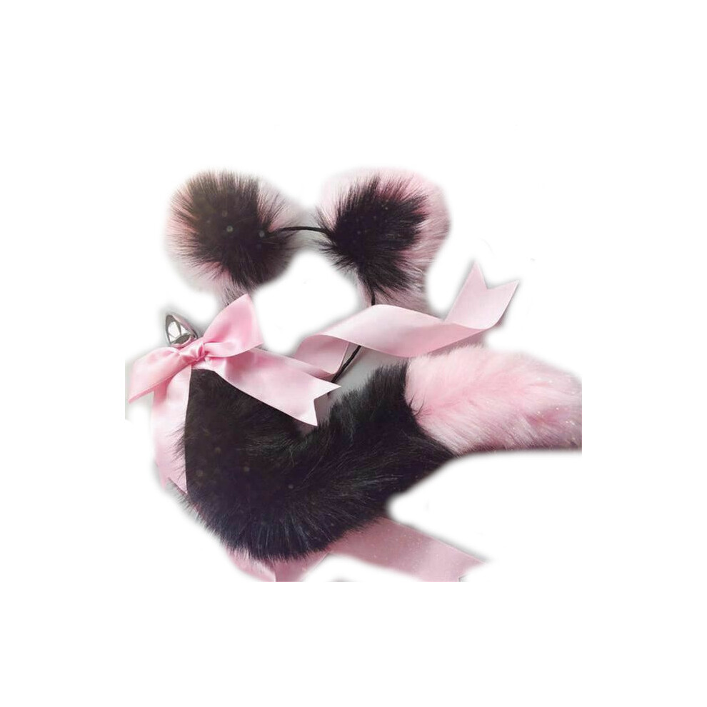 House Of Dasein (Black Pink) Neko Cat Ears Headband With Fox Or Kitten Tail Metal Butt Plug Bdsm Cosplay