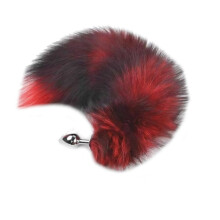 (Red) Fox Faux Fur Tail Metal Anal Stainless Steel Butt Plug Bdsm