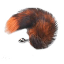 (Orange) Fox Faux Fur Tail Metal Anal Stainless Steel Butt Plug Bdsm