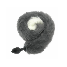 (White, Medium 120) 80Cm Long Grey White Fox Tail Cosplay Anal Butt Plug Bdsm Pet Play