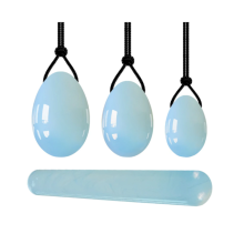 (Opal Egg Set, Jade) Yoni Egg Rose Quartz Jade Women Kegel Ben Wa Balls Crystal Bondage Kink Bdsm