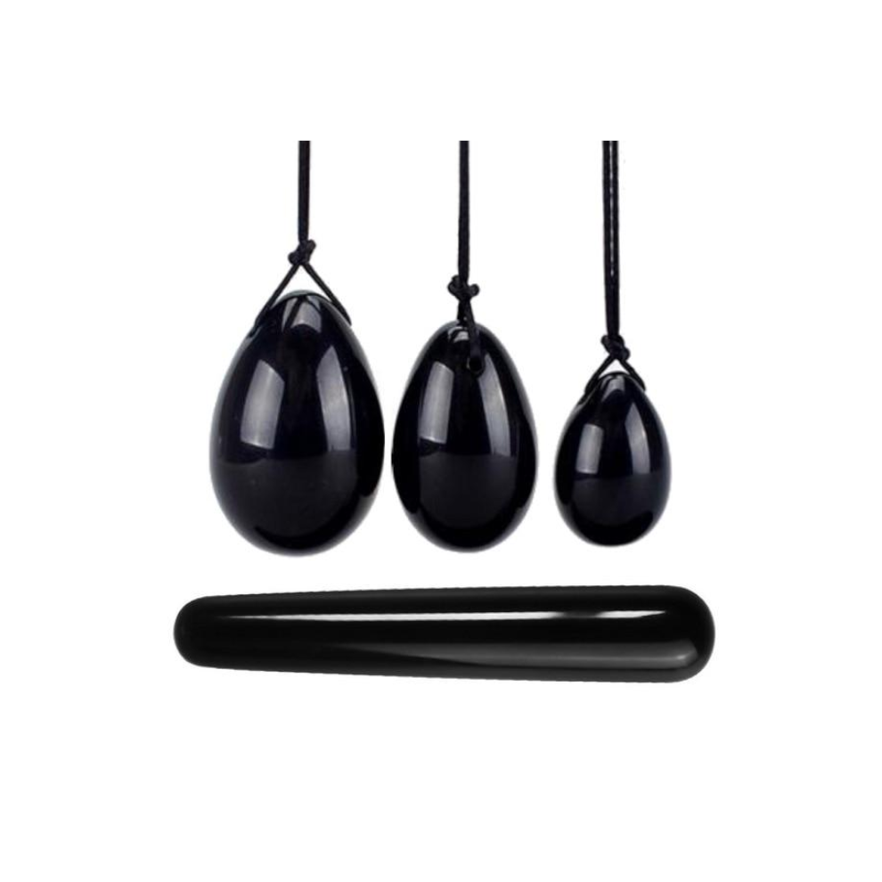 House Of Dasein (Obsidian Egg Set, Jade) Yoni Egg Rose Quartz Jade Women Kegel Ben Wa Balls Crystal Bondage Kink Bdsm