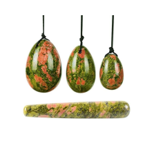 (Unakite Egg Set, Jade) Yoni Egg Rose Quartz Jade Women Kegel Ben Wa Balls Crystal Bondage Kink Bdsm