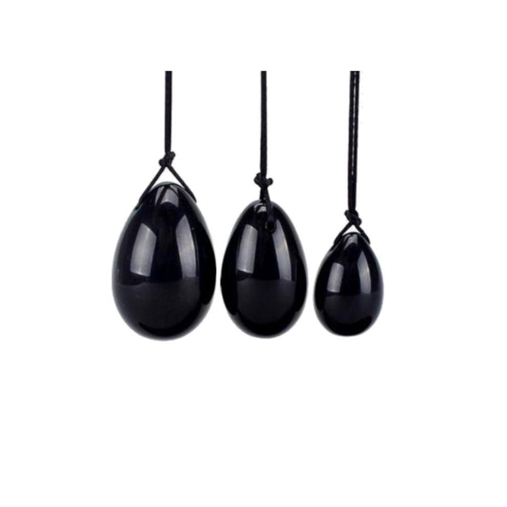 House Of Dasein (3 Obsidian Eggs, Jade) Yoni Egg Rose Quartz Jade Women Kegel Ben Wa Balls Crystal Bondage Kink Bdsm