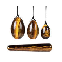 (Tiger Eye Egg Set, Jade) Yoni Egg Rose Quartz Jade Women Kegel Ben Wa Balls Crystal Bondage Kink Bdsm