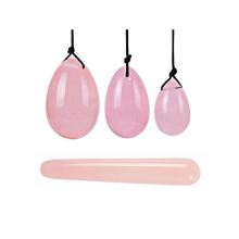 (Pink Egg Set, Jade) Yoni Egg Rose Quartz Jade Women Kegel Ben Wa Balls Crystal Bondage Kink Bdsm