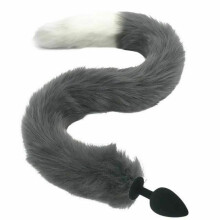 (White, Big 109) 80Cm Long Grey White Fox Tail Cosplay Anal Butt Plug Bdsm Pet Play