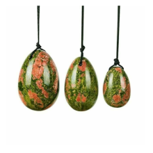 (3 Unakite Eggs, Jade) Yoni Egg Rose Quartz Jade Women Kegel Ben Wa Balls Crystal Bondage Kink Bdsm