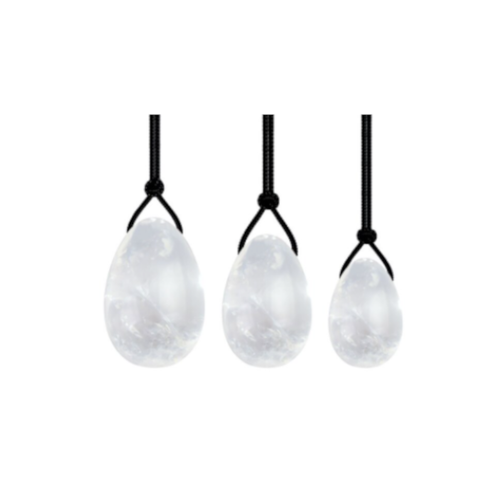 House Of Dasein White (3 Crystal Eggs, Jade) Yoni Egg Rose Quartz Jade Women Kegel Ben Wa Balls Crystal Bondage Kink Bdsm