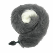 (White, Small 119) 80Cm Long Grey White Fox Tail Cosplay Anal Butt Plug Bdsm Pet Play