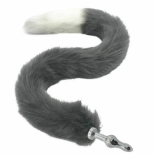 (White, Veteran 126) 80Cm Long Grey White Fox Tail Cosplay Anal Butt Plug Bdsm Pet Play
