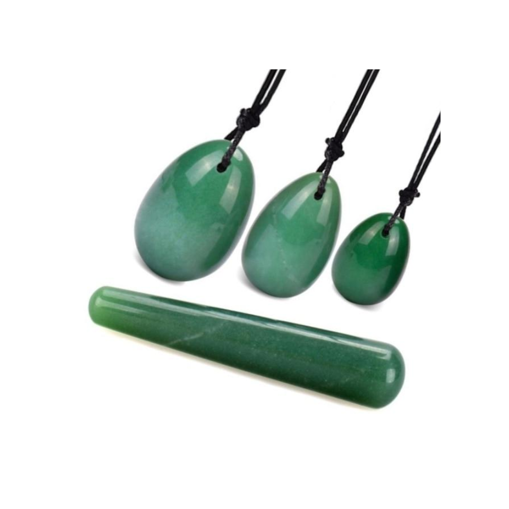 House Of Dasein (Aventurine Egg Set, Jade) Yoni Egg Rose Quartz Jade Women Kegel Ben Wa Balls Crystal Bondage Kink Bdsm
