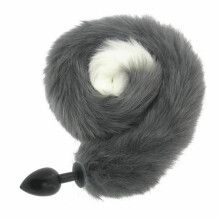 (White, Big 121) 80Cm Long Grey White Fox Tail Cosplay Anal Butt Plug Bdsm Pet Play