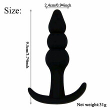 (Black, 9.5cm) Silicone Black Pink Purple Dildo Butt Plug Set Bdsm Anal Training Fetish