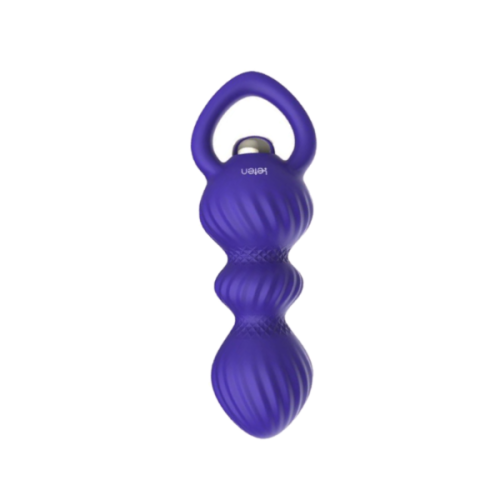 (Blue) Vibrator Silicone Vibrating Soft Anal Beads With Handle Butt Plug