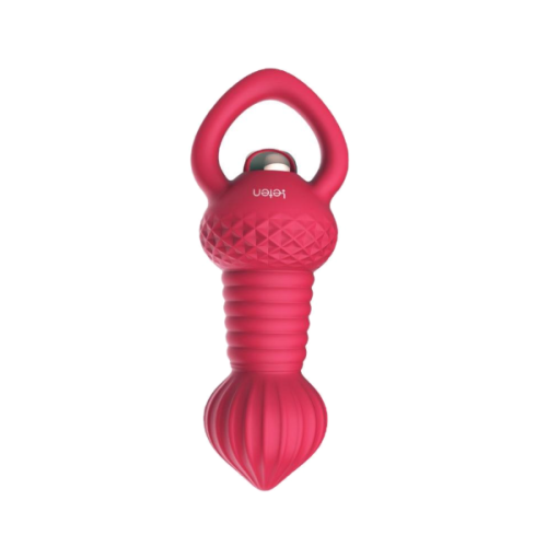 (Red) Vibrator Silicone Vibrating Soft Anal Beads With Handle Butt Plug