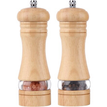 Ensemble moulin à épices rustique, corps en acrylique transparent et noyau de broyage en céramique, finition bois texturé naturel pour un style