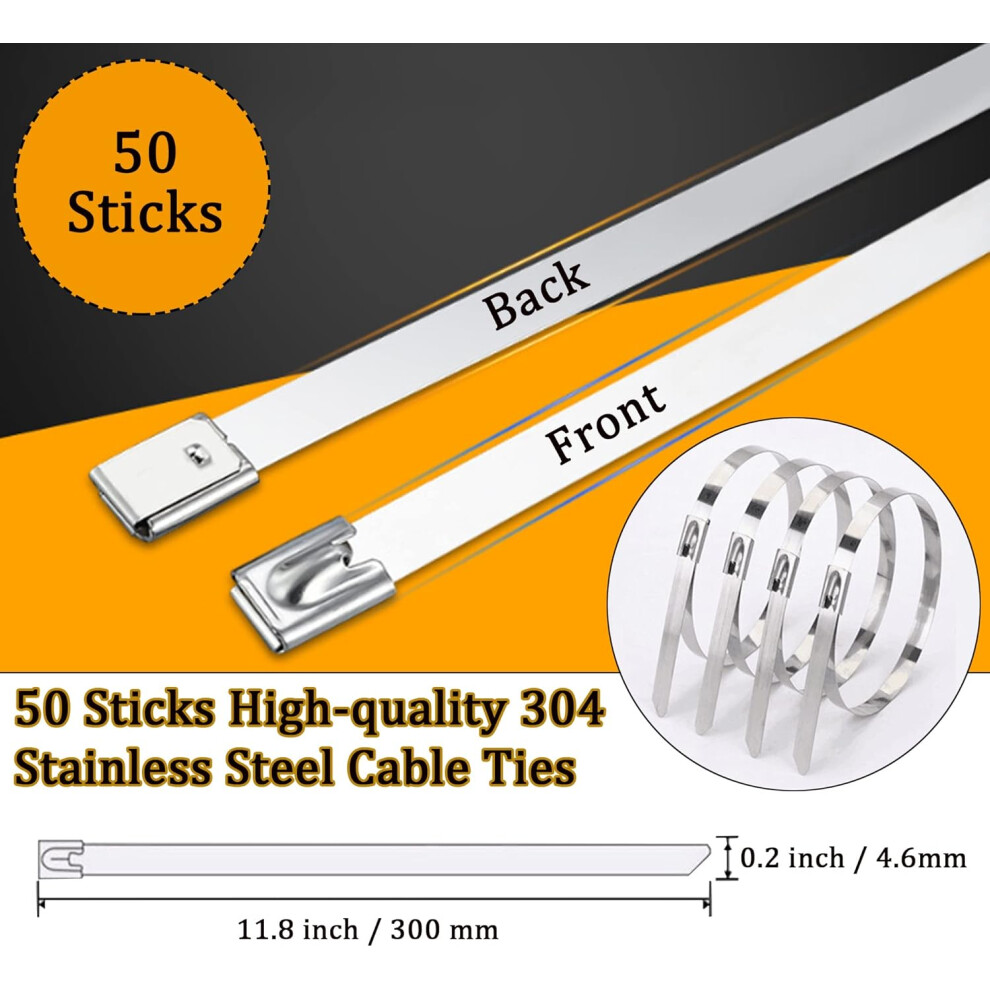 Stainless Steel Zip Ties For Outdoor Use, Stainless Steel Zip Ties Heavy Duty Cable Ties With High Tensile Strength And Flexible Design, Corrosion 9169997062000
