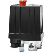 Vertical4Way trykafbryder, luftkompressorpumpetilbehør med automatisk læsning og aflæsning og rød tænd/sluk-knap, understøtter sikkerhedsventil