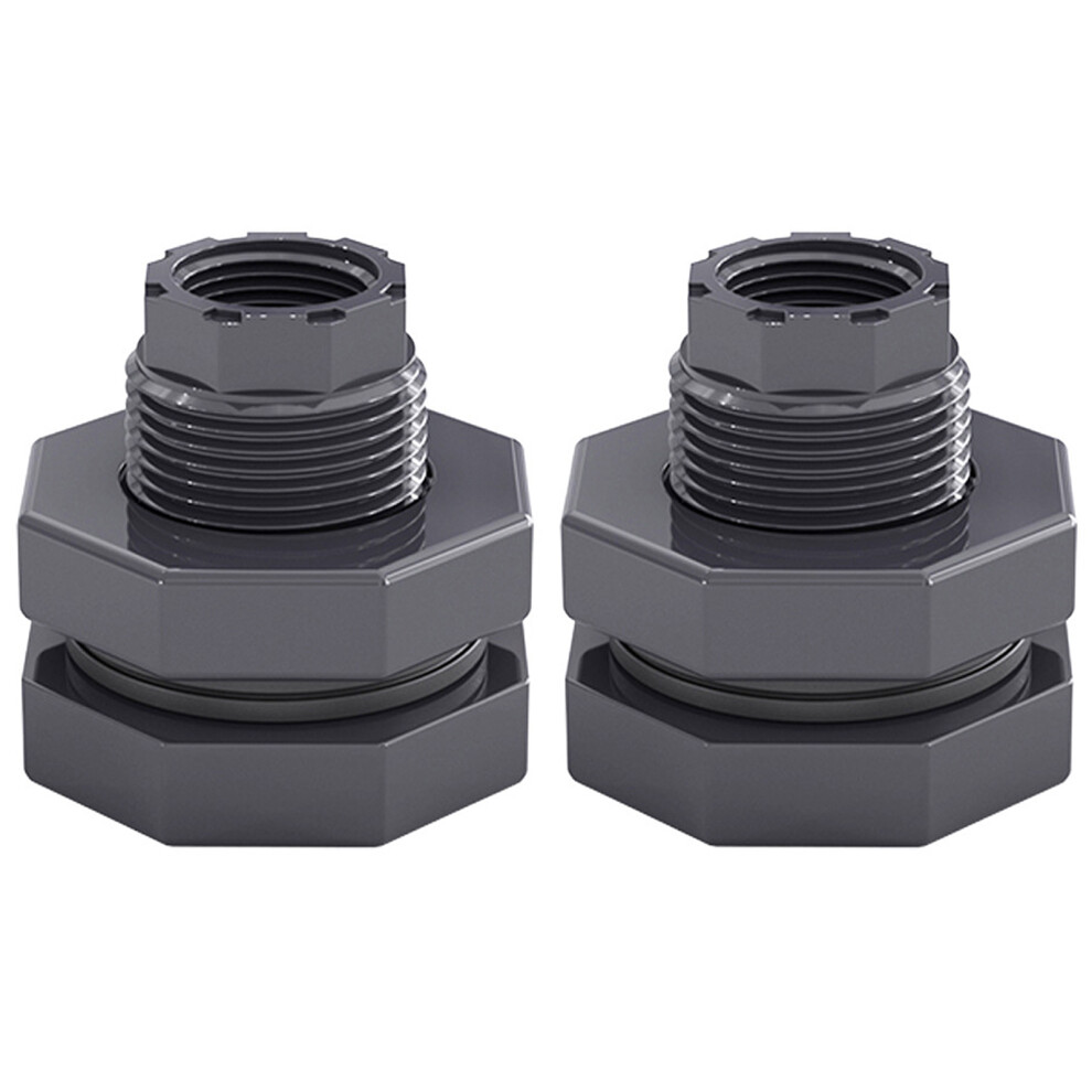 Pvc Bulkhead Fitting For Rain Barrels Water Tanks Aquariums And Ponds Leak Proof Water Connector With Silicone Gasket Durable Pvc Spigot Universal Fit 9441426720010