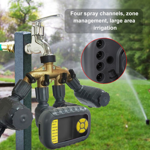 Garden Hose Timer with Digital Irrigation System, Programmable Water Timer Stainless Steel Filter Multi Channel Automatic Sprinkler Control Outdoor La 2