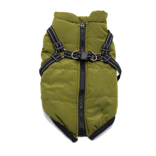 (Green, L) No Pull Harness Warm Dog Jacket