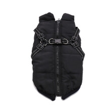 (Black, XL) No Pull Harness Warm Dog Jacket