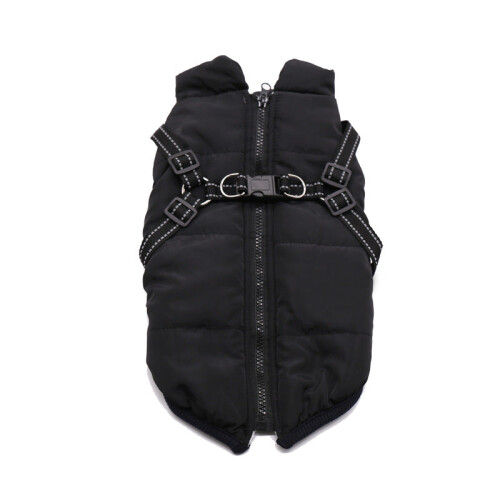 (Black, XL) No Pull Harness Warm Dog Jacket