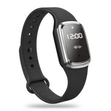 (Black) Pest & Insect Repellents Ultrasonic Rechargeable Insect And Mosquito Repellent Wristband With Clock Function