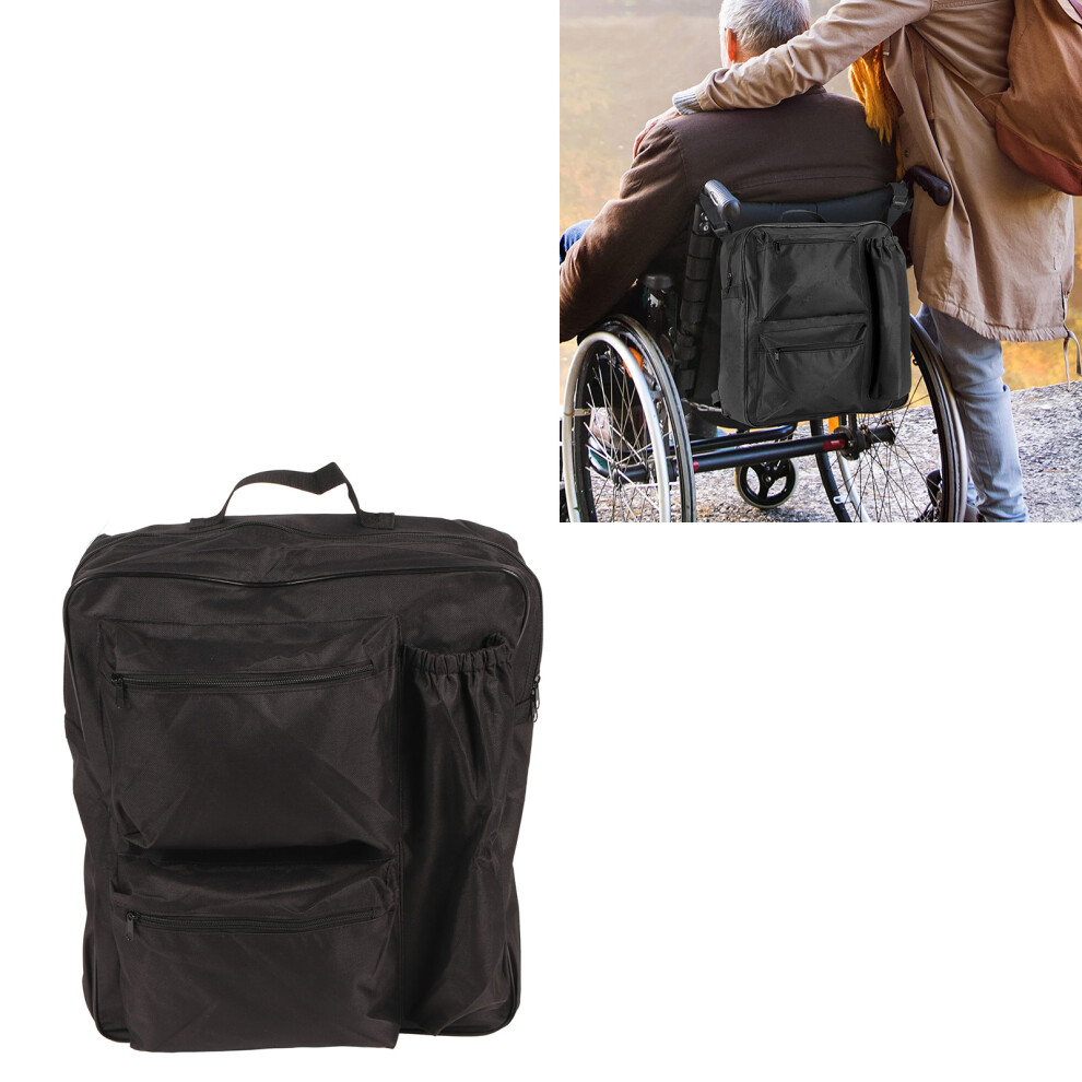 Black Waterproof Wheelchair Back Bag Large Capacity For Walker Rollator Transport Chair