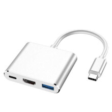 Usb Type-C To Hdmi 3-In-1 Converter Adapter Usb 3.1 Type C 4K Multiport For Macbook