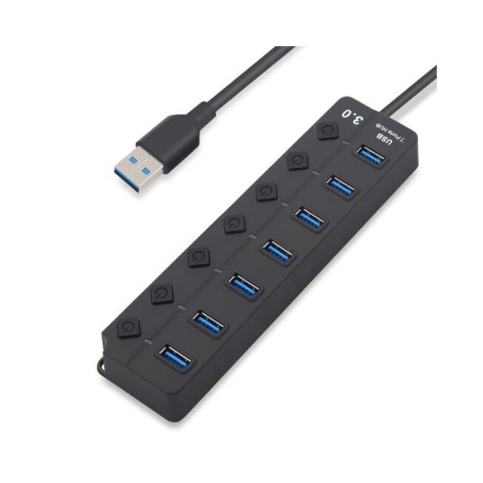 Gocomma Multiport Usb 3.0 Hub With Independent Switch- 7 Ports Hub Black 616908300632