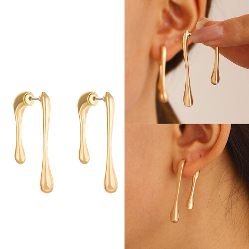 Boucles d'oreilles pendantes simples et irrégulières,-Argent 2