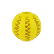 (Yellow, L) Dog Chew Rubber Ball Toy Dental Clean Teeth Healthy Treat Gum Bite Puppy Pet Play
