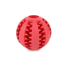 (Red, L) Dog Chew Rubber Ball Toy Dental Clean Teeth Healthy Treat Gum Bite Puppy Pet Play