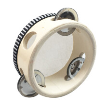 Wooden Handheld Tambourine 6in Portable Clear Sound Percussion Instrument