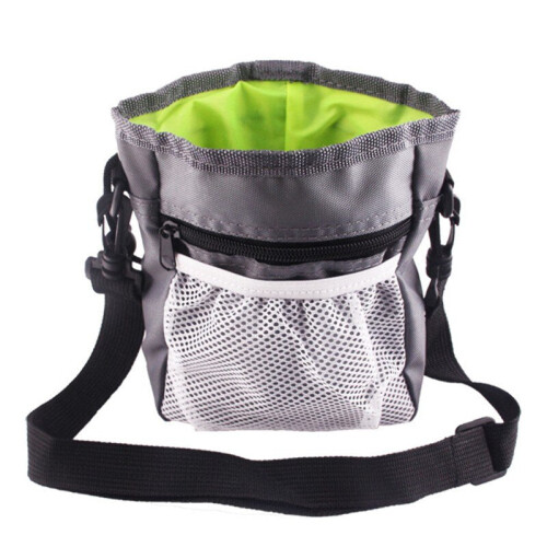 (Grey) Portable Dog Snack Bag Pet Training Accessories