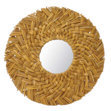 Round Mirrors for Wall Rattan Mirror Wall Decor HD Imaging Entryway Mirror Natural Rattan Wall Mountable Mirror Hand Woven Design Living Room Bedroom