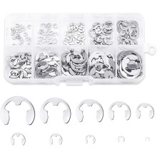 Professional E-Clip Retaining Rings, Stainless Steel External Snap Ring Assortment Set Heat-Resistant Concave Design, Multi-Use For Small Engine